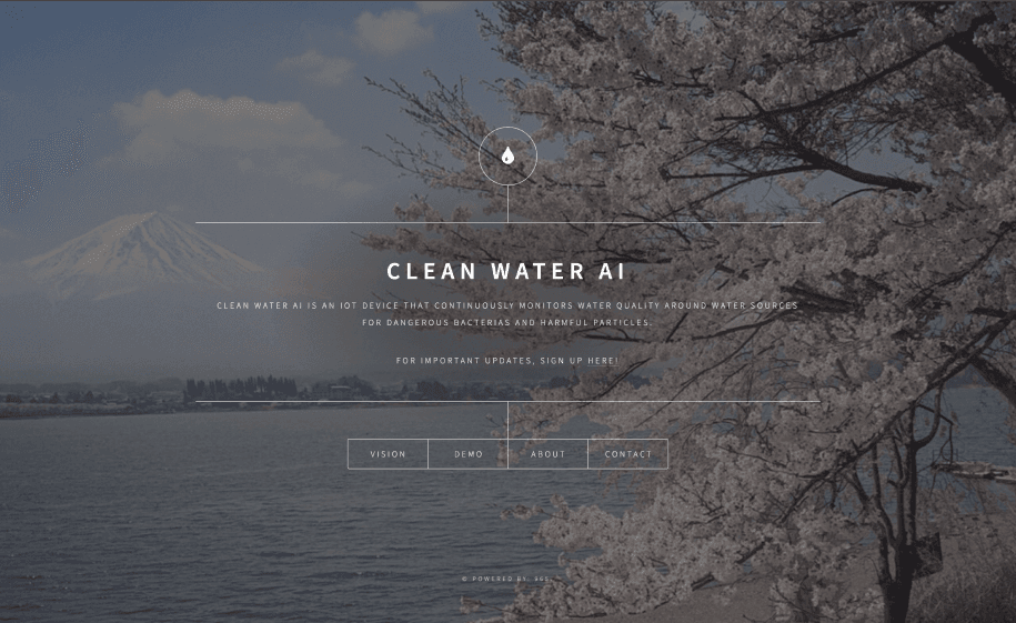 Clean Water A.I. website used as design inspiration