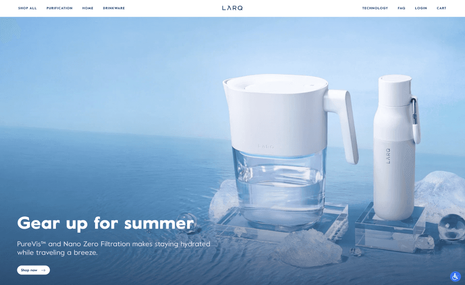Larq website used as design inspiration