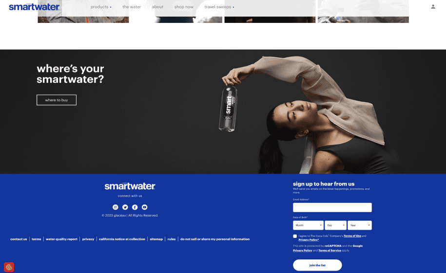 Smart Water website used as design inspiration