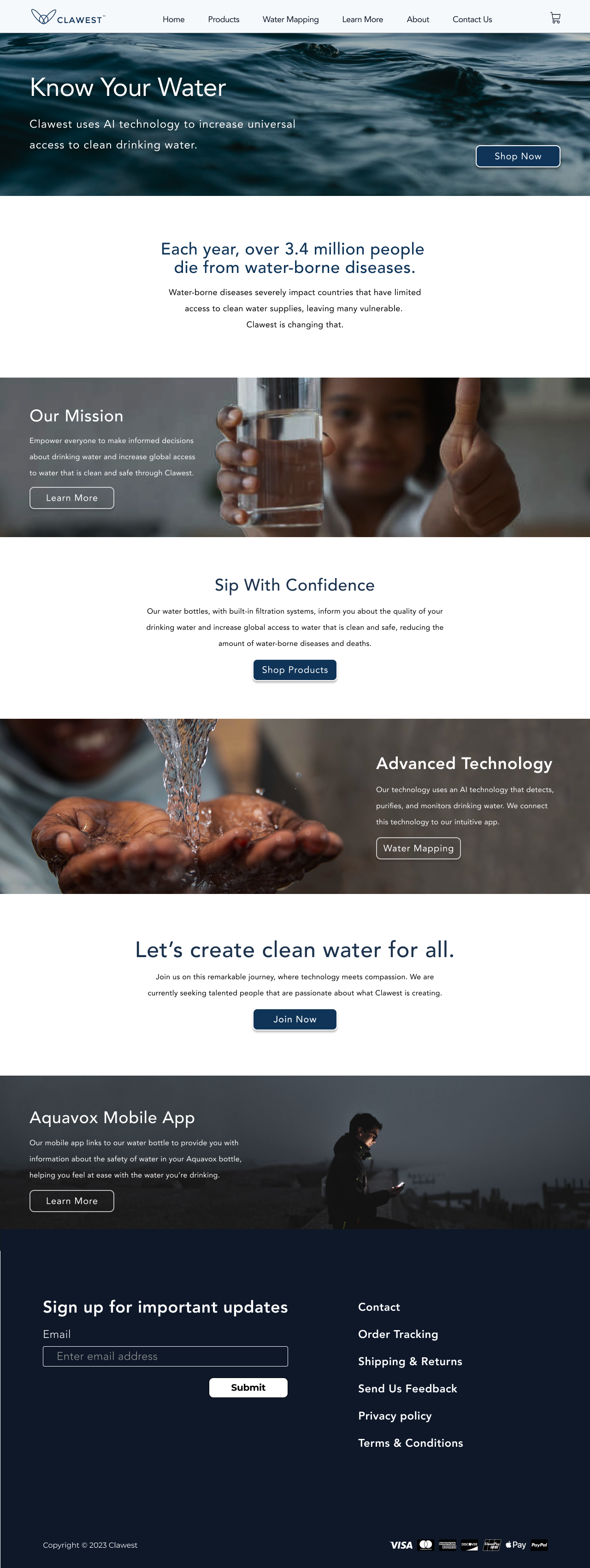 The home page iteration chosen by the client