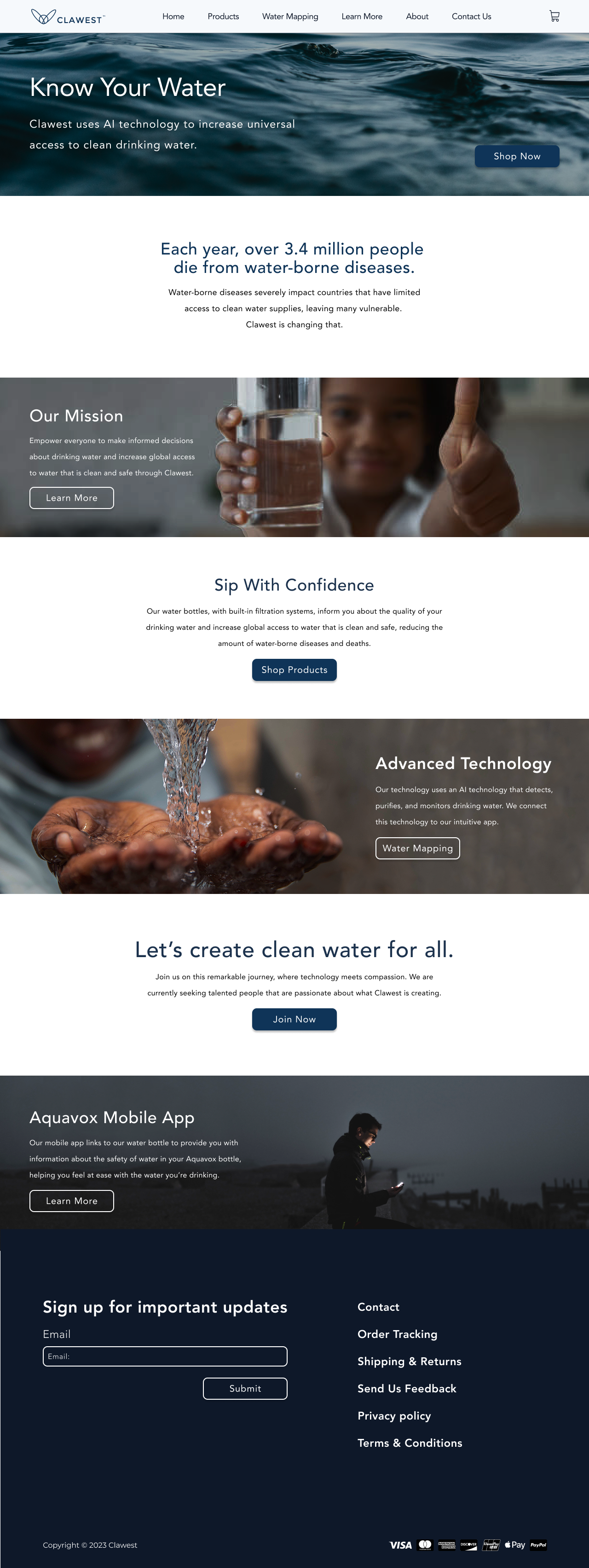Clawest homepage — Know Your Water