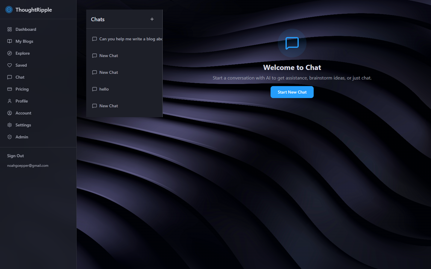 Welcome to Chat — start a conversation with AI