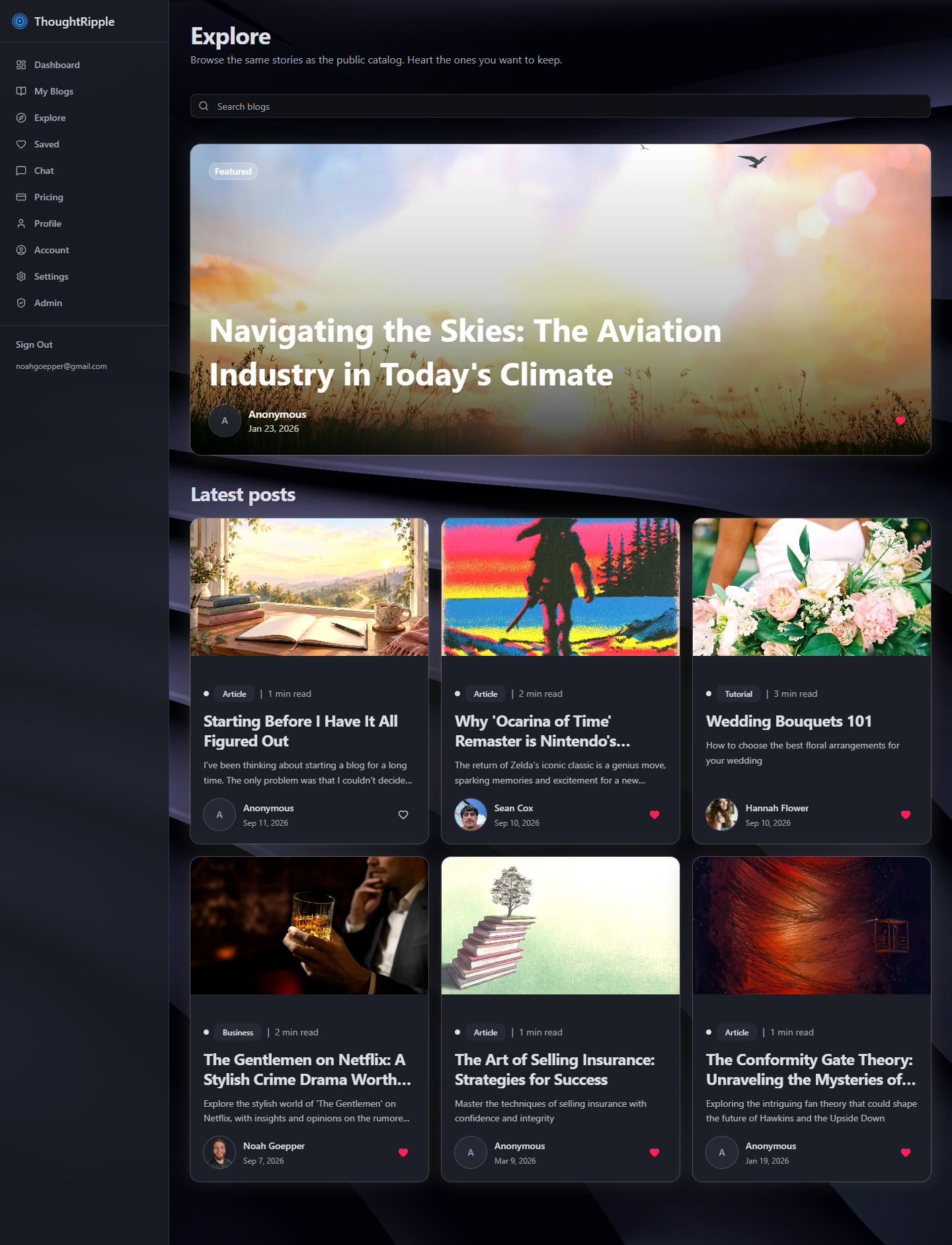 Explore — featured post and latest stories
