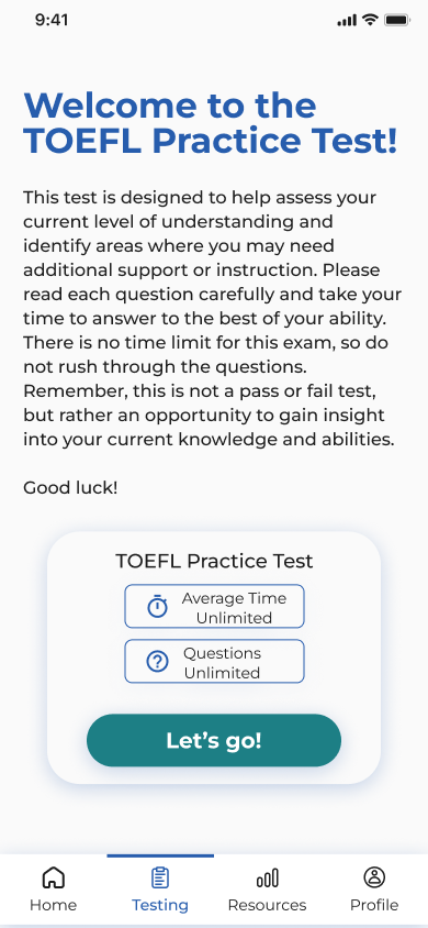 Welcome to the TOEFL Practice Test
