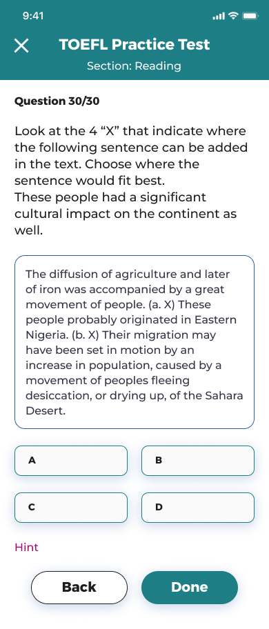 Practice Test — Reading, question 30 of 30